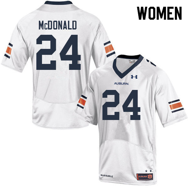 Women's Auburn Tigers #24 Craig McDonald White 2022 College Stitched Football Jersey